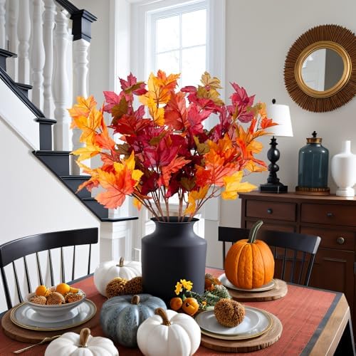 6 Pcs Artificial Maple Leaves Stems for Fall Decor