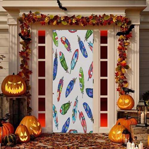 Susiyo Colored Feathers Halloween Door Cover