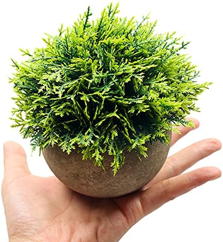 Mini Fake Cypress Cedar Plants for Bathroom Home Office Desk Decor