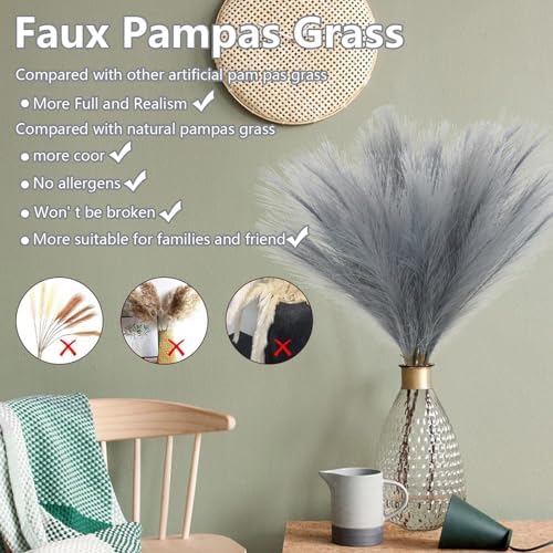 MAKHOT 5pcs Gray Pampas Grass Artificial Decor
