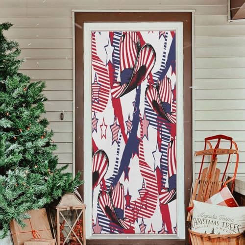 Susiyo Cowboys Hat Halloween Door Cover Stretch Fabric Backdrop for Home Party Decorations