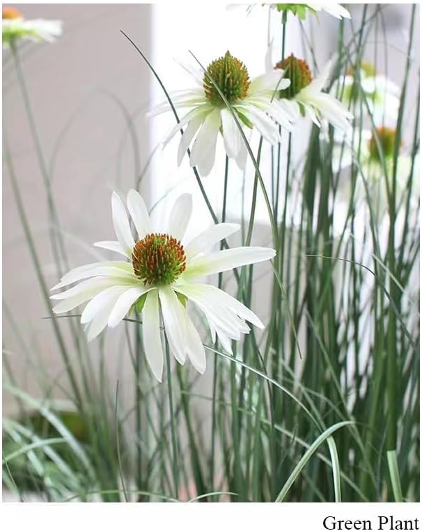 46-Inch Artificial Grass Plant with 9 Echinacea Flowers - 2-Pack