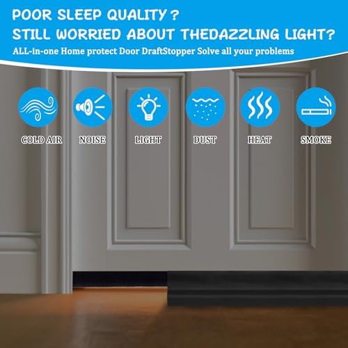 Adjustable Door Draft Stopper 36 Inch Black Single-Sided Noise Blocker
