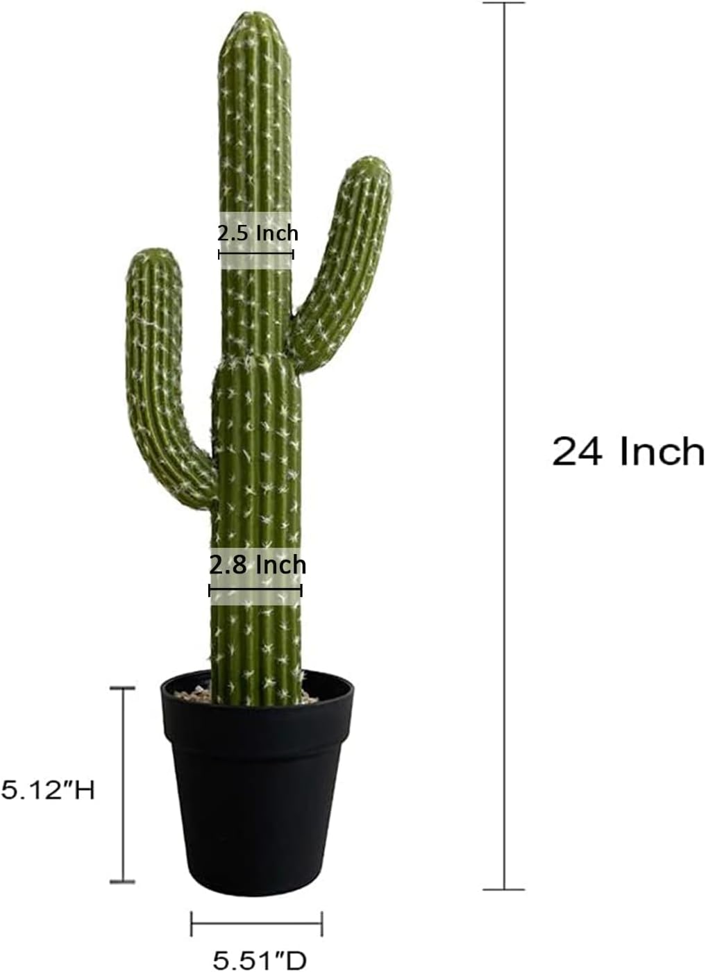 Momoplant Artificial Cactus Plant 24 Inch Tall with Black Planter