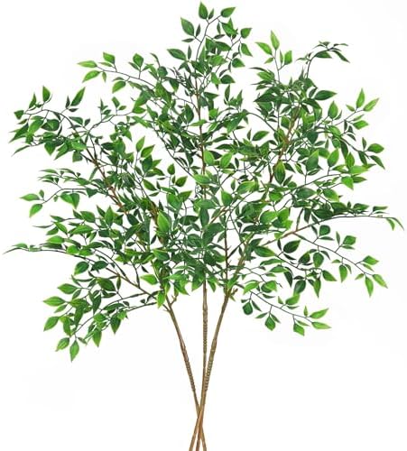 Srifoliage Artificial Plants 3PCS 31 Inch Faux Greenery Stems for Vase Decor Home Office Garden Decor