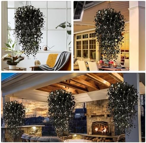 RECUTMS Artificial Hanging Plants with Lights 4Pcs Set