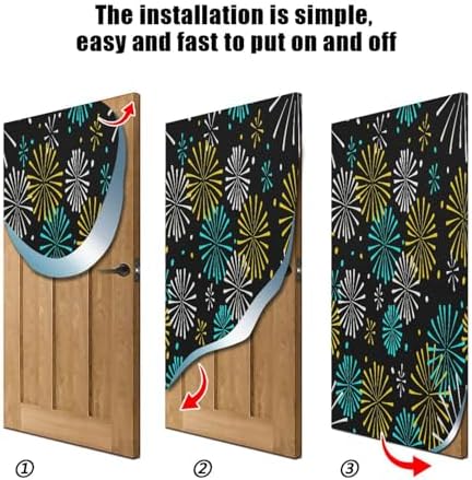 Susiyo Bright Golden Fireworks Halloween Door Cover Stretch Fabric 32x79 in