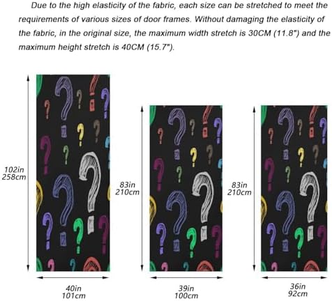 Susiyo Color Question Marks Halloween Door Cover Stretch Fabric Door Decoration for Home Party and Holiday