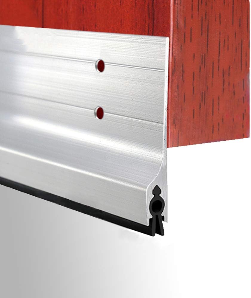 42 Inch Door Draft Stopper with Metal Seal Strip Silver