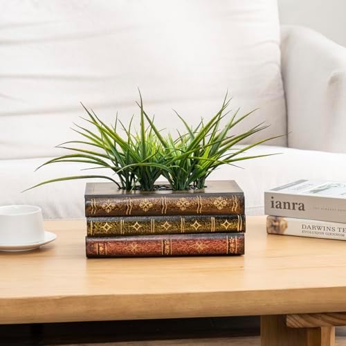 MyGift 10 Inch Vintage Book Stacked Wood Planter