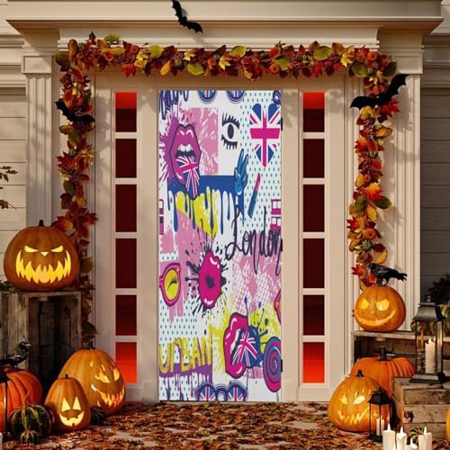 Susiyo Funny Colorful Halloween Door Cover 32x79 in