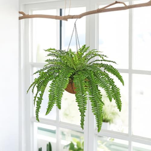 GnFlus Fake Hanging Plants Large Boston Fern Artificial Plants Outdoor Decor