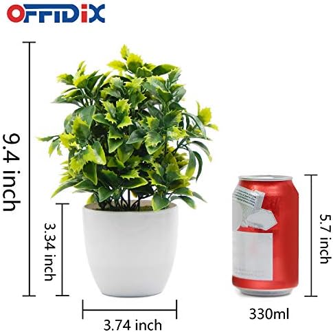 OFFIDIX Artificial Plastic Mini Plants with White Pot Decor