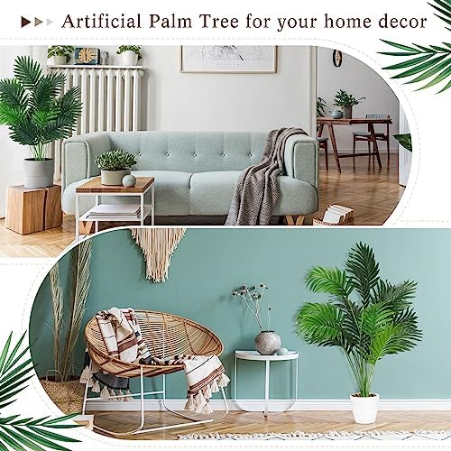 Tigeen 10 Pcs Artificial Palm Leaves Tree 33 Inch Tall