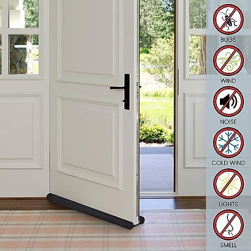 Adjustable Under Door Draft Blocker 37 Inch Black