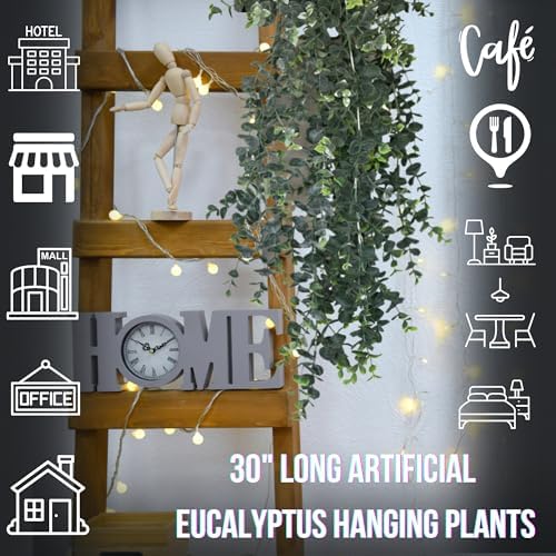 Artificial Hanging Plants 30 In Eucalyptus Greenery Set of 2