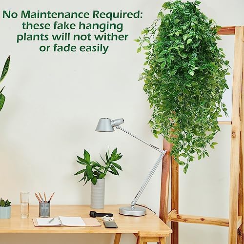 Hoteam 12 Pcs Artificial Hanging Plants Fake Ivy Vines with Green Leaves for Indoor Outdoor Walls Decor