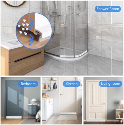 2 Pack Under Door Draft Stoppers with Brush 2 W x 39 L Soundproof Door Seal for Energy Efficiency - White