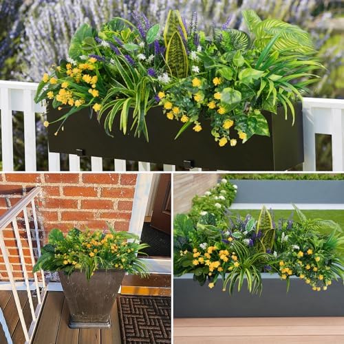 GTIDEA 19 Piece UV Resistant Artificial Plants Outdoor Decor Set