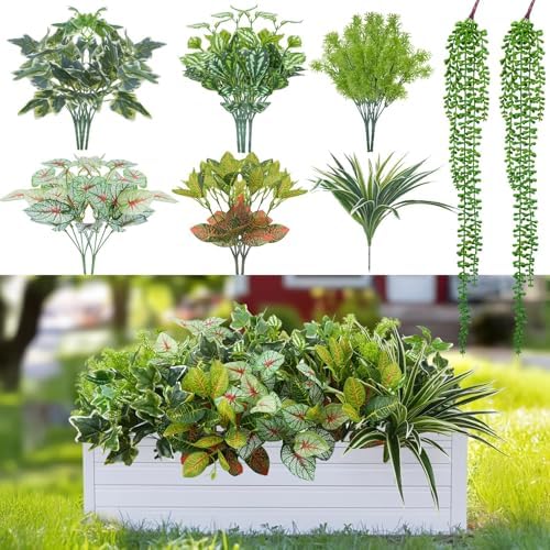 17Pcs Artificial Plants for Outdoor and Indoor Decor