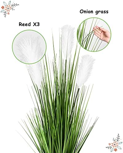 2 Pack 34 Inch Artificial Pampas Grass Plants with Reed Flowers for Home Decorations