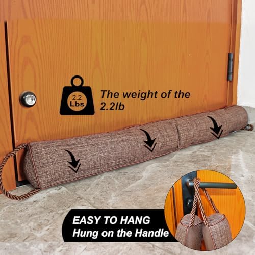 WiseTigris Door Draft Stopper Weather Stripping Noise Blocker 32 Inch Brown