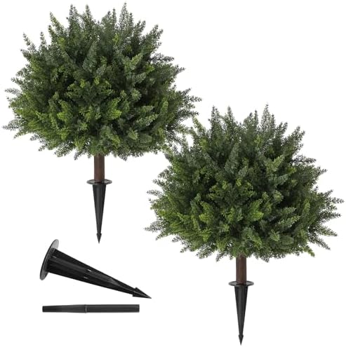 LUWENER 236 Inch Artificial Cedar Topiary 2 Pack
