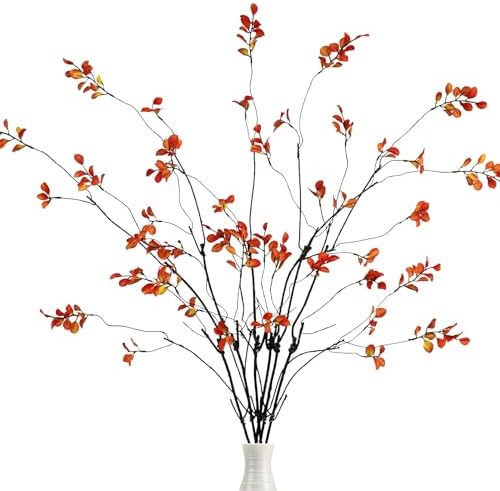 Krissing 6 Pcs Artificial Fall Stems 37 Inch Tall Greenery for Vase Decor