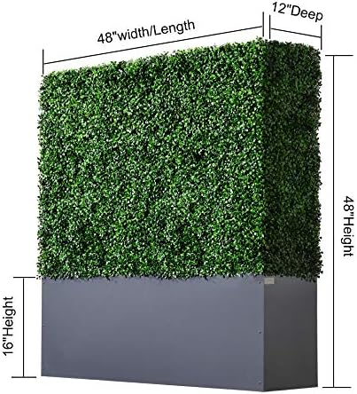 AGPL Artificial Boxwood Hedge Wall with Gray Planter