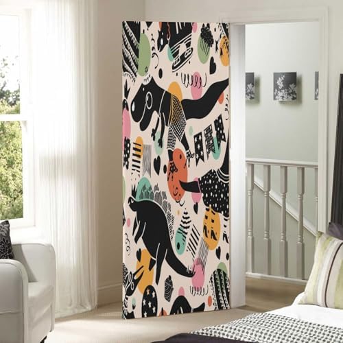 Susiyo Black Dinosaur Halloween Door Cover 32x79 in
