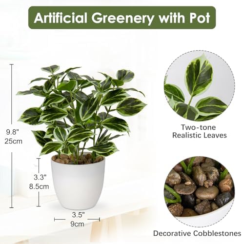 Briful Fake Plants Artificial Greenery Potted Decor