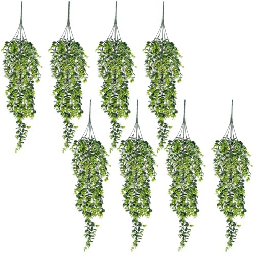 8pcs Artificial Eucalyptus Hanging Plants UV Resistant Decor