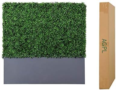AGPL Artificial Boxwood Hedge Wall with Gray Planter
