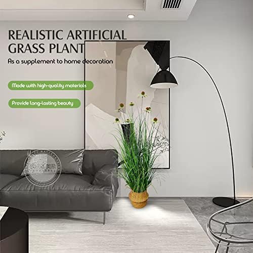 46-Inch Artificial Grass Plant with 9 Echinacea Flowers - 2-Pack