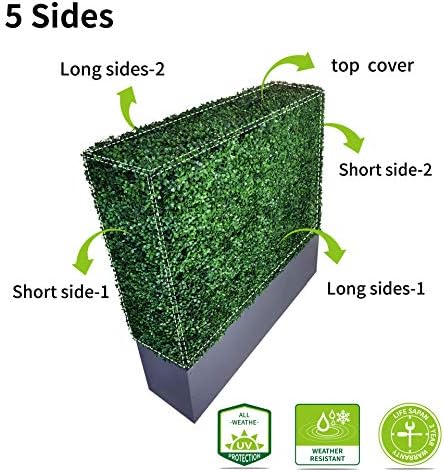AGPL Artificial Boxwood Hedge Wall with Gray Planter