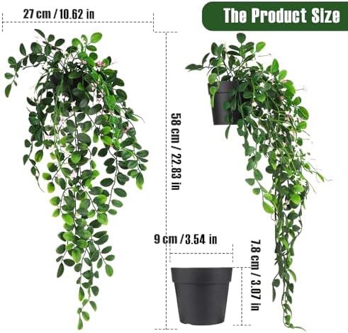 2 Pack Fake Hanging Lysimachia Plants with White and Pink Flowers