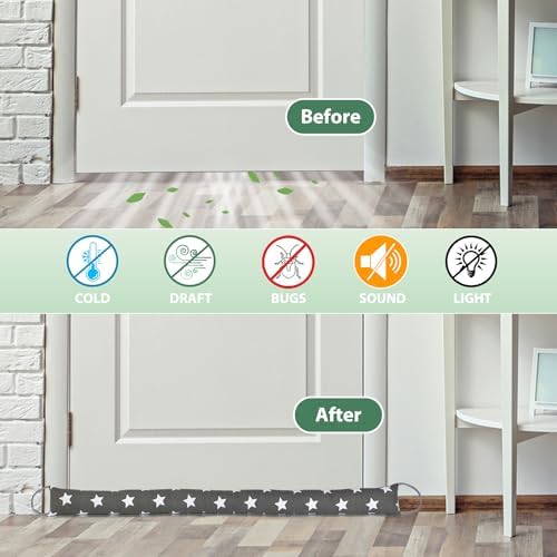 SANFERGE Weighted Door Draft Stopper 2 Pack 36 Inch