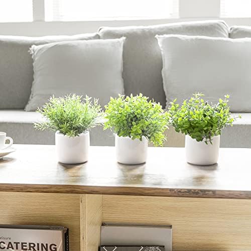 Mkono 3 Pack Fake Potted Plants in Ceramic Pots for Home Decor