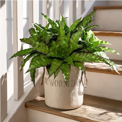 4 Pcs Artificial Greenery Stems Realistic Fake Bird Nest Fern for Home Office Decor