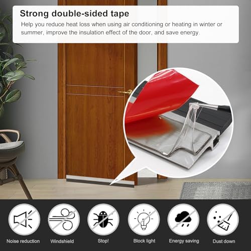 2 Pack Door Draft Stopper with Strong Adhesive Aluminum Seal