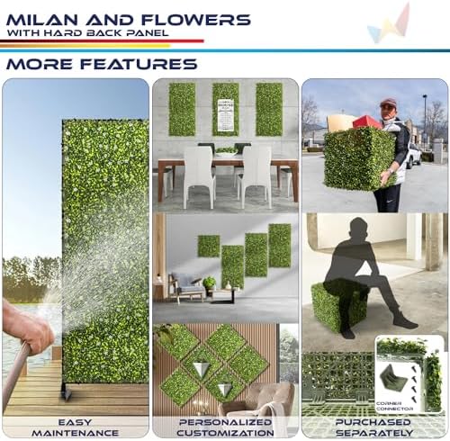 5 Packs 18x18 Artificial Plant Panels with Hard Back Faux Greenery Wall Decor