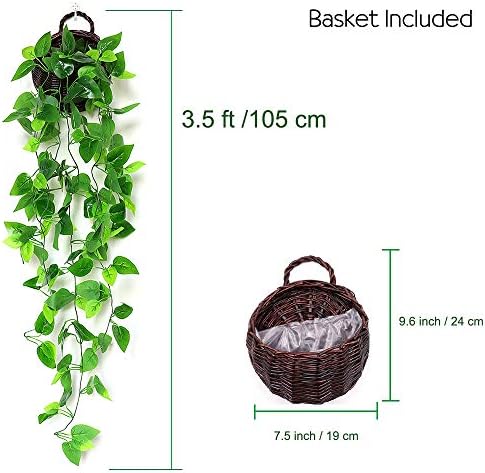 ANZOME Artificial Hanging Ivy Plants 35ft Wall Decor with Basket Included