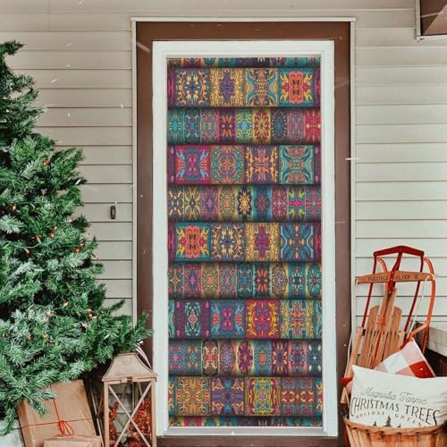 Susiyo Colorful Halloween Door Cover Stretch Fabric 32x79 in