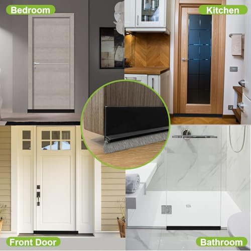 DINGLIAN 2 PCS Door Draft Stopper with Brush 2 W x 39 L Black