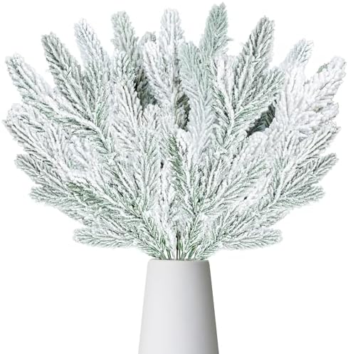 Peony Man Christmas Frosted Pine Branches 15 Pcs