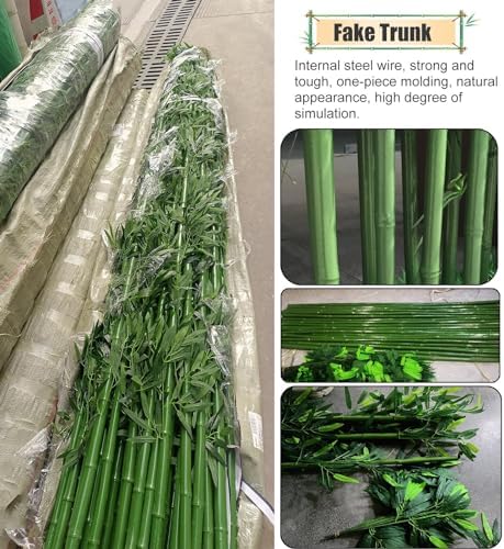 Faux Bamboo Plant Artificial Bamboo Indoor Outdoor Decor With Wood Base