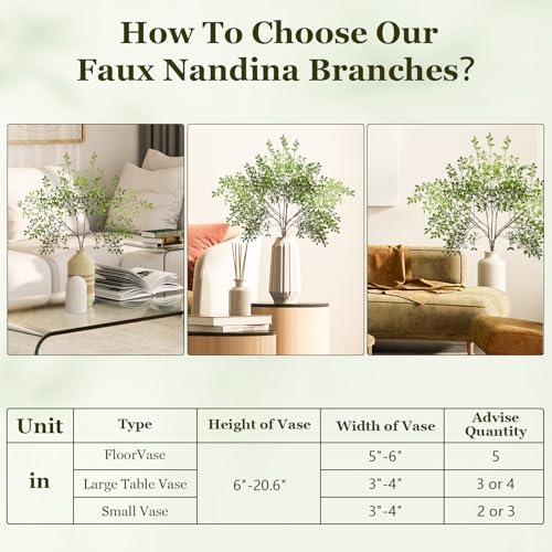 BonBlooms 3 Pcs 43 Inch Artificial Greenery Stems for Vase Decor