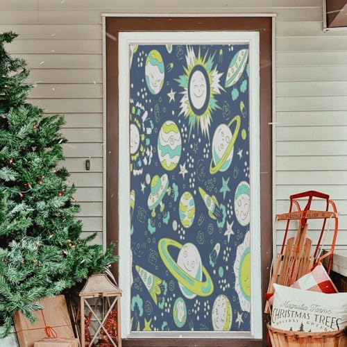 Susiyo Space Seamless Halloween Door Cover Stretch Fabric Backdrop for Home Parties and Holidays