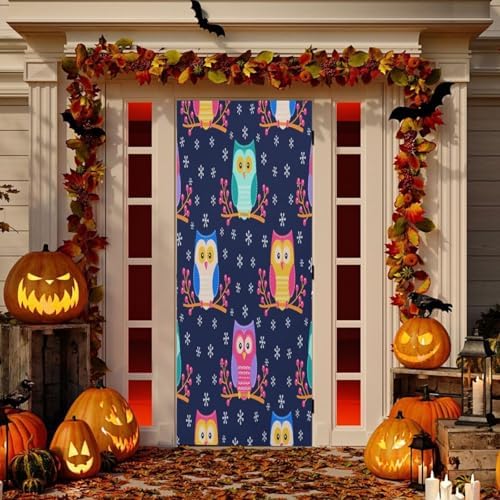 Susiyo Cute Flat Owls Halloween Door Cover