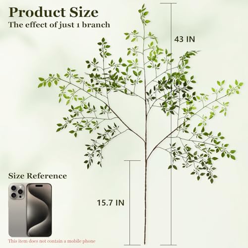 BonBlooms 3 Pcs 43 Inch Artificial Greenery Stems for Vase Decor